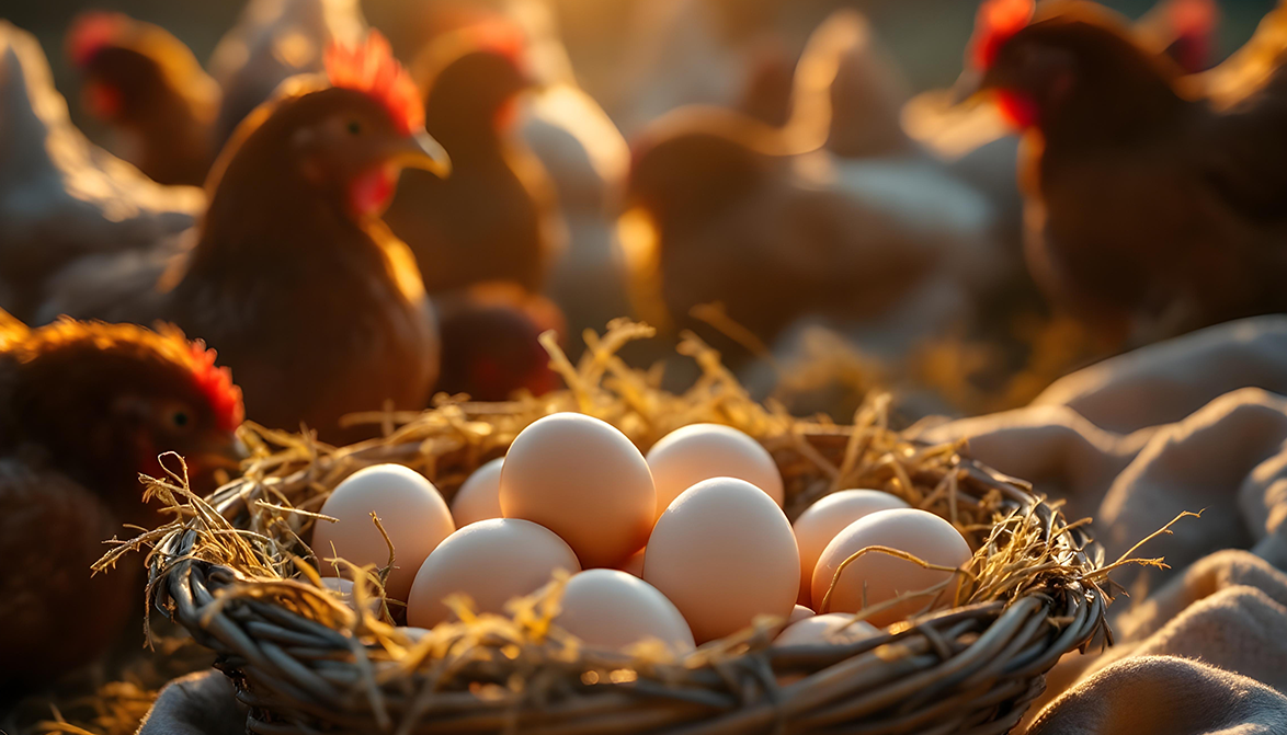 Hens laying eggs at A2 Farms